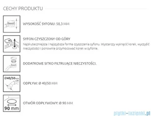 Radaway Turboflow Syfon z odpływem Ǿ 90 gold R583G | - Syfony - miniaturka - grafika 4