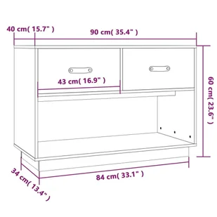 Szafka pod TV, czarna, 90x40x60 cm, lite drewno sosnowe - Szafki RTV - miniaturka - grafika 11