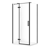Kabiny prysznicowe - Kabina prysznicowa Cersanit Jota 100x80x195 prostokątna czarny transparentne z brodzikiem tako slim 4cm biały S601-391 - miniaturka - grafika 1