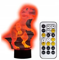 Samochody i pojazdy dla dzieci - LAMPKA 3D LED DINOZAUR T-REX USB / PILOT RGB - miniaturka - grafika 1