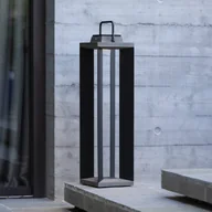 Lampy ogrodowe - Les Jardins Latarnia solarna LED Teckalu, szary/czarny, 60 cm - miniaturka - grafika 1