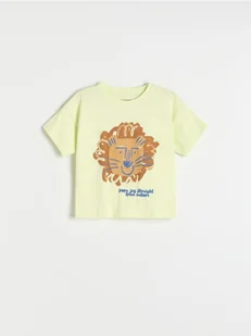 Reserved - Bawełniany t-shirt z nadrukiem - zielony - Bluzki dla niemowląt - miniaturka - grafika 1