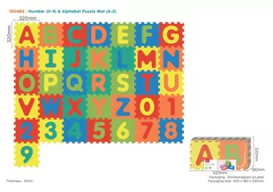 Mata z 36 Puzzli dla dzieci 10m+ Wyjmowane cyfry litery + Pianka EVA + Składanie figur - Maty edukacyjne - miniaturka - grafika 1