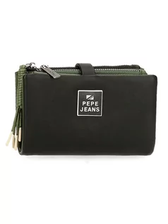 Portfele - Pepe Jeans Skórzany portfel "Bea" w kolorze czarno-oliwkowym - 14,5 x 9 x 2 cm - grafika 1