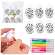 Zabawki kreatywne - Jajka Wielkanocne Styropianowe Do Malowania Pisaki Wzór Kwiat A 6szt LEAN TOYS - miniaturka - grafika 1