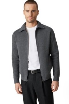 Sweter Męski Szary Bawełniany Rozpinany ze Stójką Próchnik PM18 L