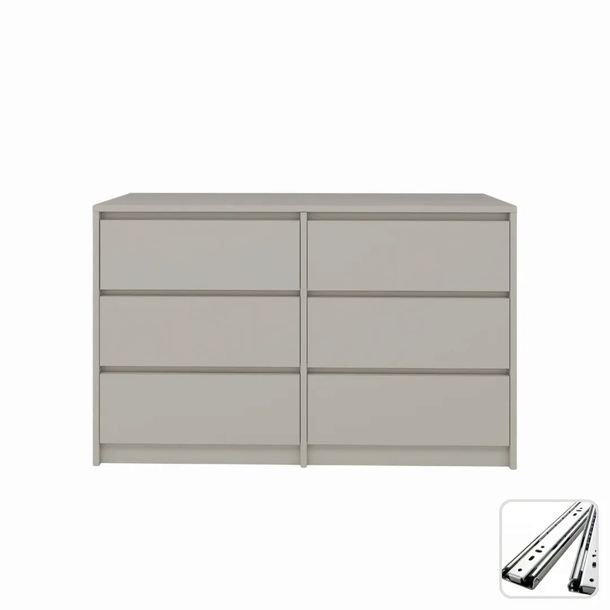 DUŻA Funkcjonalna KOMODA 120CM 6 SZUFLAD SZAFKA KASZMIR 120x75,2x43cm