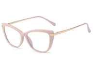 Okulary korekcyjne, oprawki, szkła - Kocie Okulary damskie z filtrem BLUE Light do komputera zerówki 2546-4 - miniaturka - grafika 1