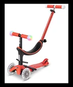 Hulajnogi - Micro - Trójkołowa hulajnoga ze świecącą kierownicą i kołami Mini2Grow Magic LED - Czerwona - miniaturka - grafika 1
