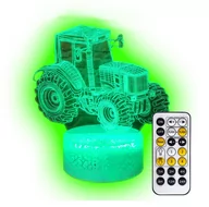 Wyposażenie pokoiku dziecięcego - Lampka nocna 3D LED TRAKTOR CIĄGNIK kabel USB + PILOT - miniaturka - grafika 1