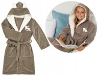 Moda i Uroda OUTLET - ŚLICZNY SZLAFROK KĄPIELOWY DZIECIĘCY ZAWIĄZYWANY Z KAPTUREM USZKAMI KOŃ UNI - miniaturka - grafika 1