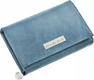 Portfele - Portfel Damski Portmonetka Z Suwakiem Skórzana - miniaturka - grafika 1