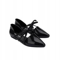 Baleriny - Melissa Baleriny Damskie Czarne Pointy Stripe Jason Wu Ad Black 40 - miniaturka - grafika 1