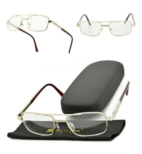 Męskie złote okulary minusy -4.50 dioptrie korekcyjne dla krótkowidzów ST324A - Okulary korekcyjne, oprawki, szkła - miniaturka - grafika 1