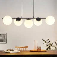 Lampy sufitowe - NETTLIFE Lampa wisząca czarna E27 Szklana lampa wisząca 5-płomieniowa Nowoczesna lampa do jadalni 150CM - miniaturka - grafika 1