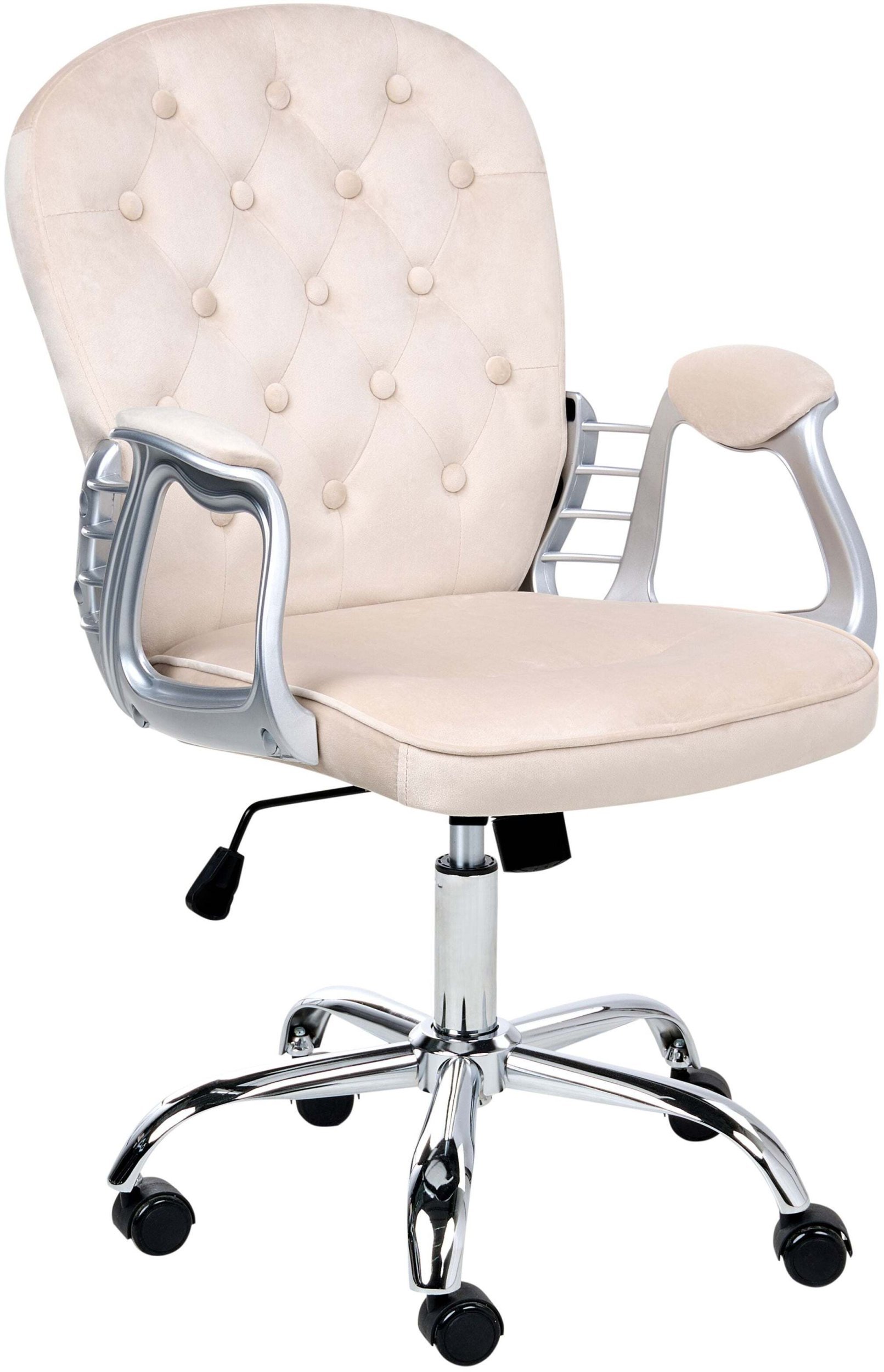 Beliani Krzesło biurowe Obrotowy PRINCESS Welur Beżowy