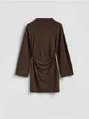 Sukienki - Reserved - Sukienka z marszczeniem - ciemnobrązowy - miniaturka - grafika 1