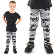 Legginsy - Getry chłopięce Długie legginsy Spodnie Szare Moro 134 - miniaturka - grafika 1