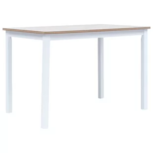 vidaXL Stół biało-brązowy, 114 x 71 x 75 cm, lite drewno kauczukowca - Stoły - miniaturka - grafika 1