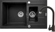 Zlewozmywaki z baterią - ZESTAW PYRAMIS SPARTA PLUS (78x48) 1 1/2B 1D + LUNGO czarny (nakrapiany) (070062801L) - miniaturka - grafika 1