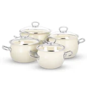 Zestawy garnków i patelni - GARNKI EMALIOWANE INDUKCJA GAZ EMALIA OLKUSZ ZESTAW KOMPLET GARNKÓW 8 EL - miniaturka - grafika 1