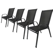 Fotele i krzesła ogrodowe - 4x MOCNE METALOWE NOWOCZESNE KRZESŁO OGRODOWE MINORKA CZARNE - miniaturka - grafika 1