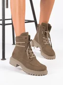 Botki damskie - Rieker Trzewiki Damskie Beżowe-38 - miniaturka - grafika 1