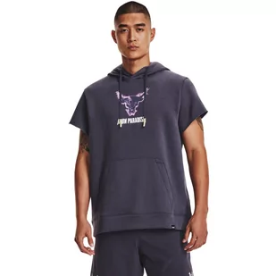 Męska koszulka treningowa Under Armour Project Rock Rvl Flc Cap Hdy - szara - UNDER ARMOUR - Koszulki sportowe męskie - miniaturka - grafika 1