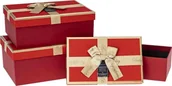 Opakowania i torebki na prezenty - Pudełko prezentowe z kokardą 3szt czerwony ROZETTE - miniaturka - grafika 1