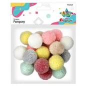 Pozostałe akcesoria dla plastyków - Titanum Pompony włóczkowe 3cm kolory pastelowe jasne 18szt - miniaturka - grafika 1