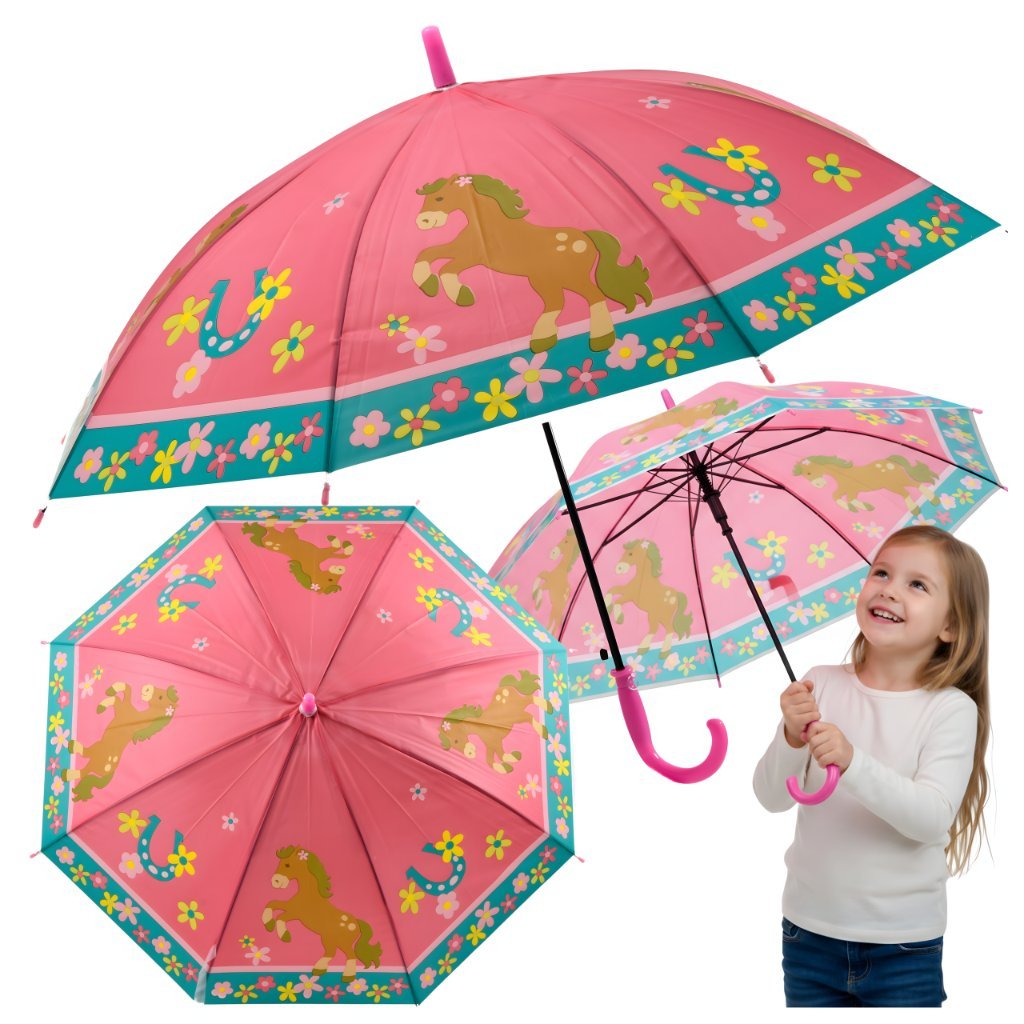 PARASOL DZIECIĘCY PARASOLKA DZIECIĘCA DLA DZIECI AUTOMATYCZNA WZÓR KONIK