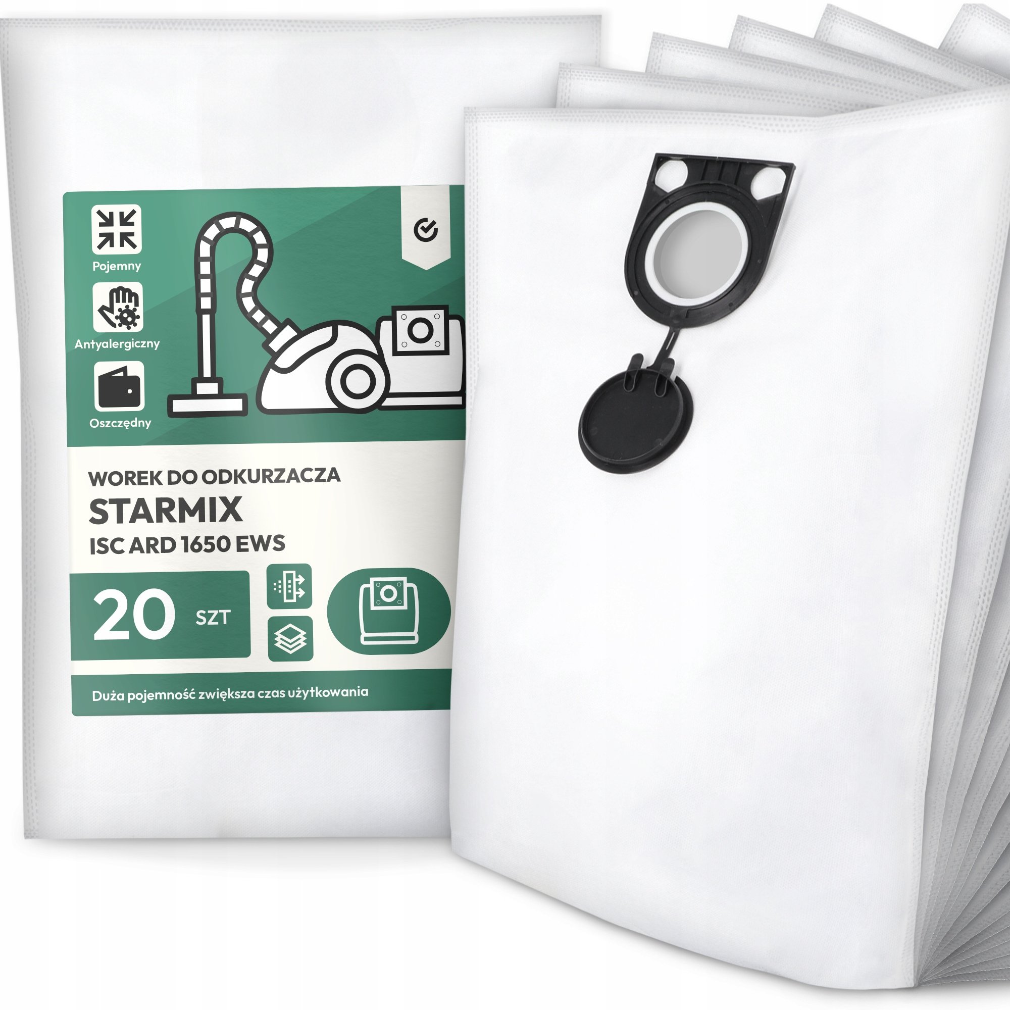 20x Worek do Odkurzacza Starmix Isc Ard 1650 Ews Syntetyczny Pojemny G9