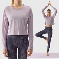 Bluzy damskie - 4F LONGSLEEVE CROP-TOP DO JOG BLUZA DAMSKA DRESOWA Z DODATKIEM MODALU SS24 - miniaturka - grafika 1