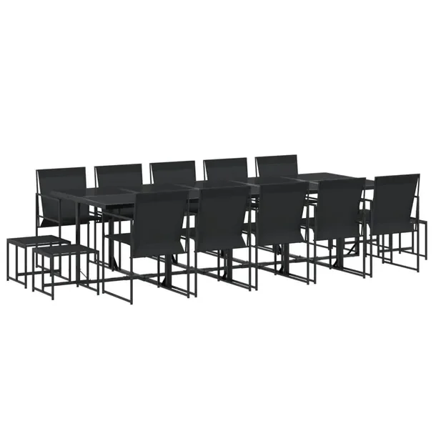 Zestaw mebli ogrodowych czarny, 275 x 107 x 72 cm, krzesła 50 x 55 x 84 cm
