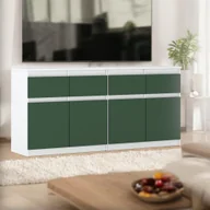 Komody - Komoda Z 4 Szufladami Szafka 160cm Biała Butelkowa Zieleń Salon Sypialnia - miniaturka - grafika 1