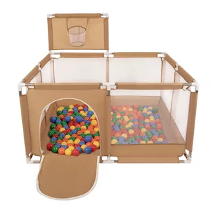 Selonis Boisko KK-100X z piłeczkami 6cm beżowy: żółty-zielony-niebieski-czerwony-pomarańcz 125x125x105/400piłek Zabawka kojec - Łóżeczka i kojce - miniaturka - grafika 1