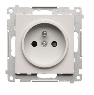 Kontakt Simon Gniazdo pojedyncze z uziemieniem Simon 55 - jasnoszary mat - Gniazdka elektryczne - miniaturka - grafika 1