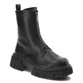 Botki damskie - Czarne Botki Big Star Damskie Skórzane Ocieplane Obuwie - miniaturka - grafika 1