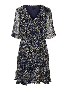 VERO MODA Damska sukienka VMDORA Kaya 2/4, krótka sukienka WVN GA, Navy Blazer/AOP:Dora, S, Granatowy blezer/Aop:dora, S - Sukienki - miniaturka - grafika 1
