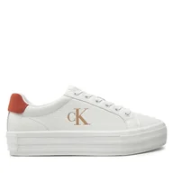 Sneakersy damskie - Sneakersy Calvin Klein Jeans Bold Vulc Flatf Low Lth Ml YW0YW01669 Biały - miniaturka - grafika 1