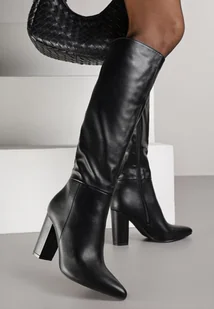 Czarne Eleganckie Kozaki Vices na Słupku ze Szpiczastym Noskiem Lanirrea - Kozaki damskie - miniaturka - grafika 1