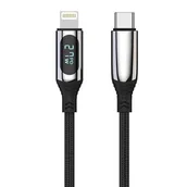Kable USB - Kabel USB Typ-C - Lightning FOREVER LCD 1 m Czarny - miniaturka - grafika 1