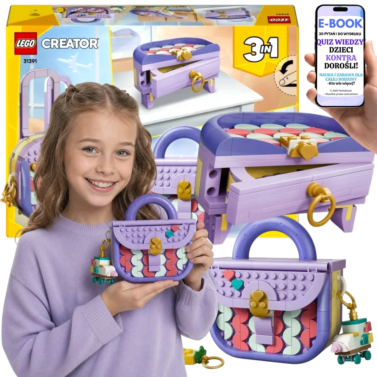 LEGO CREATOR Modna torebka ze schowkiem 3w1 Na Mikołajki i Boże Narodzenie 31391 Dla Dziewczynki LEGO CREATOR