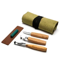 Akcesoria rzeźbiarskie - Zestaw do rzeźbienia łyżek Beavercraft Narzędzia do rzeźbienia w drewnie z paskiem skórzanym S38 - miniaturka - grafika 1
