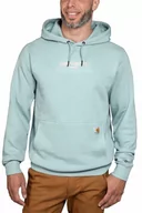Bluzy sportowe męskie - Bluza męska z kapturem Carhartt Force Lightweight Logo HA4 Blue Surf - miniaturka - grafika 1