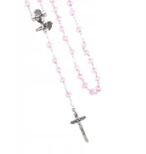 Różańce - Różaniec do Pierwszej Komunii szkło róż - miniaturka - grafika 1