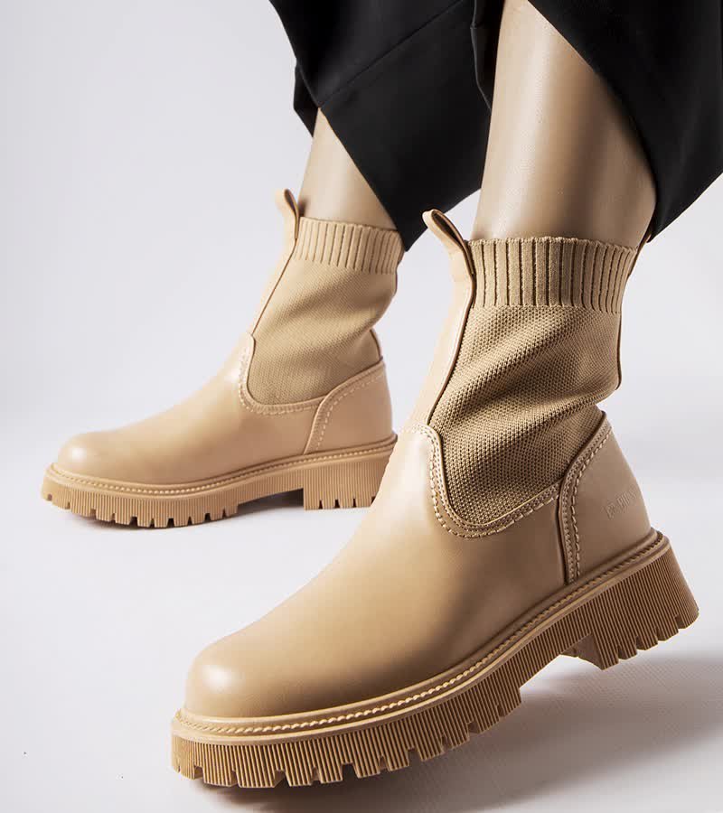 Beżowe botki eko-zamsz Big Star MM274542-40