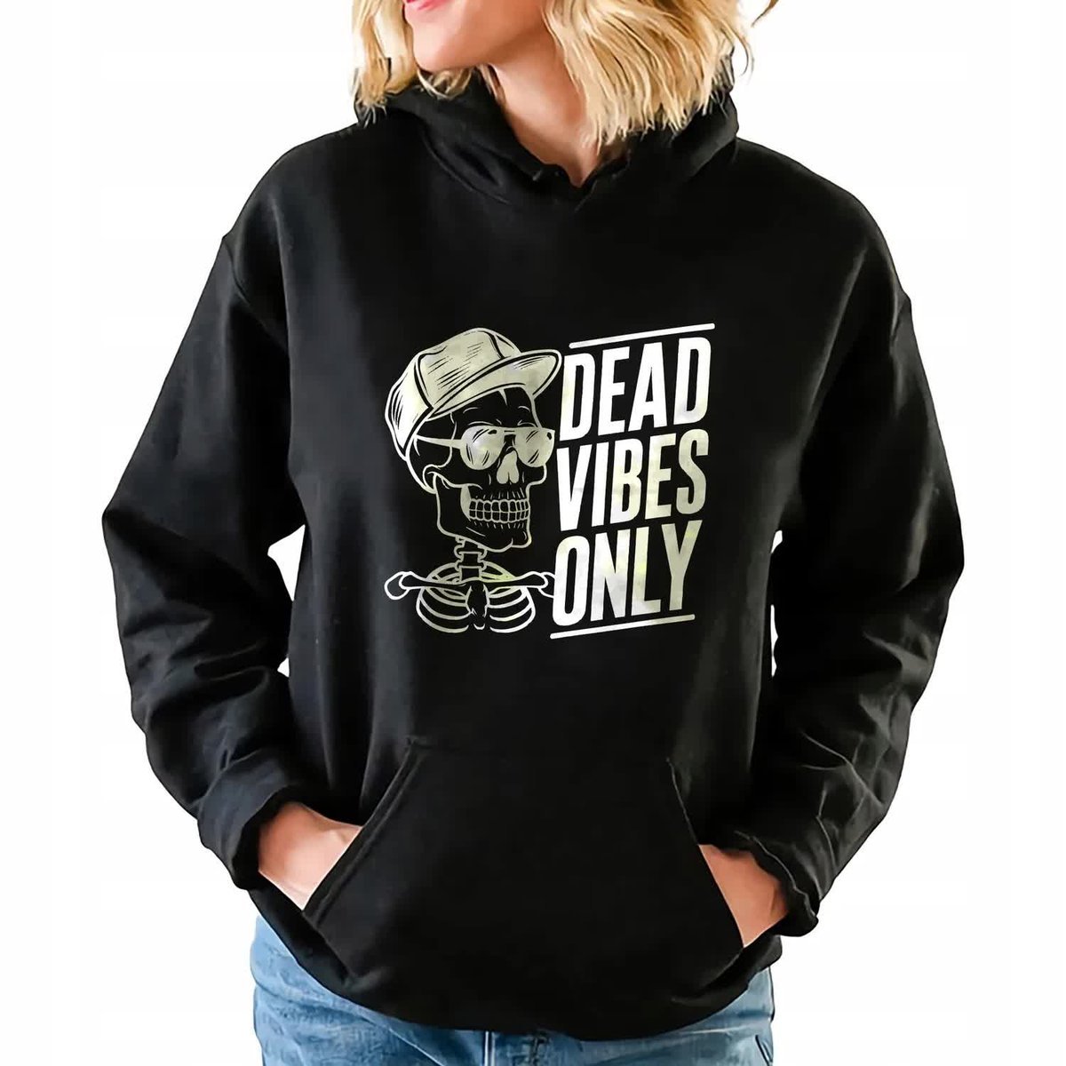 Bluza Z Kapturem Damska Czarna DEAD VIBES ONLY Mix Wzorów Rozmiar XXL