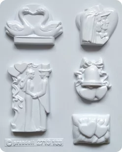 Forma do odlewów gipsu, motywy ślubne, 5 elementów - Akcesoria rzeźbiarskie - miniaturka - grafika 1