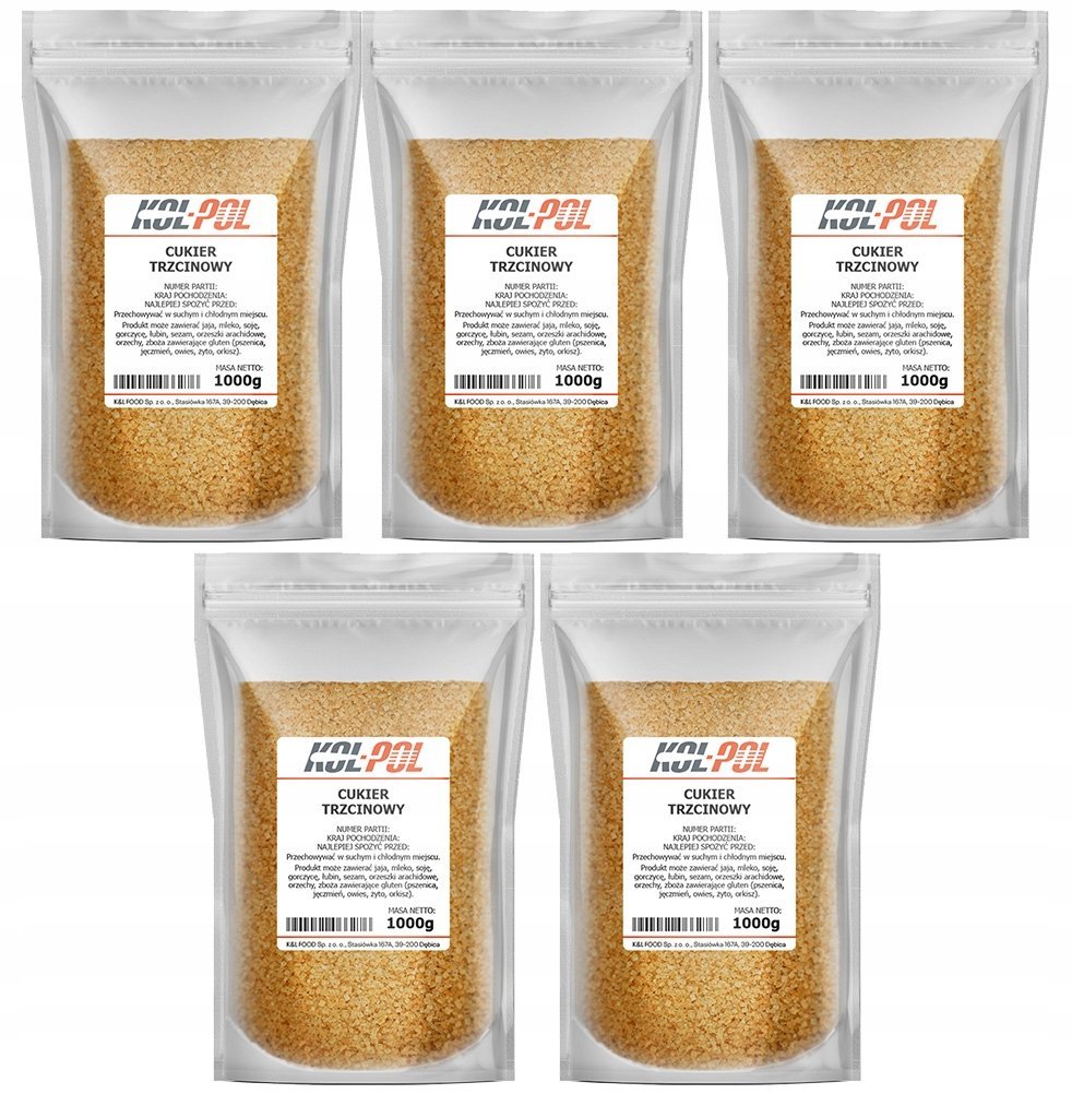 CUKIER TRZCINOWY 5kg Naturalny nierafinowany brązowy wysoka jakość Kol-Pol